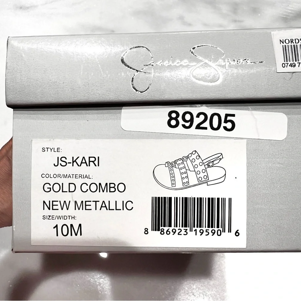 Jessica Simpson dressy flat sandals KARI studded Gold Combo New Metallic sz 10 - Picture 11 of 14